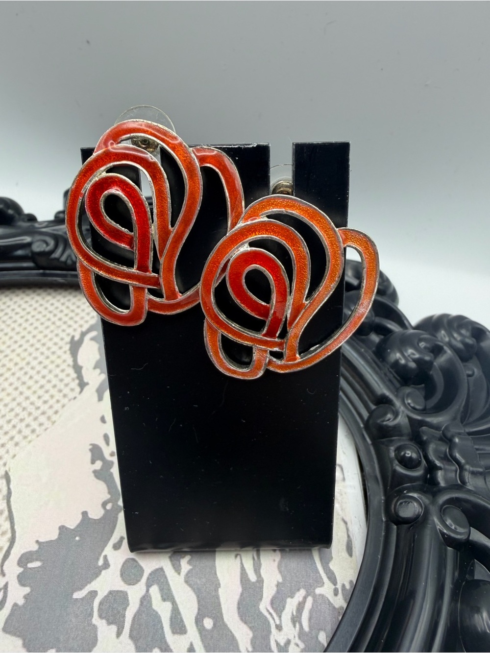 Red Rose Enamel Statement Earrings
